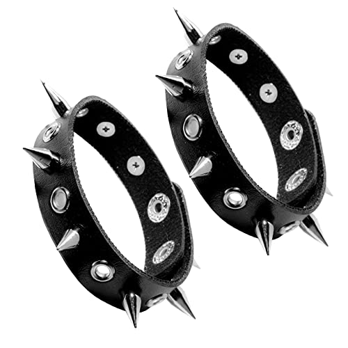 MILAKOO 2 Stück Punk Rock Stil Spike Manschette Armband für Männer Frauen Armband mit Metall Nieten von MILAKOO