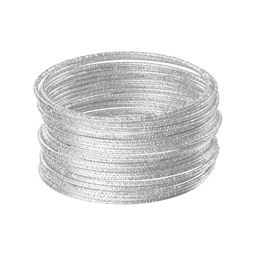 MILAKOO 20PCS Punk Chunky Stackable Layered Cable Armbänder Silber texturiert Boho Armreif für Frauen Männer von MILAKOO