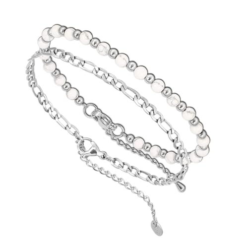 MILAKOO 2Pcs Stone Bracelet Stack Set Cuban Chain Link Armbänder für Frauen Männer Einstellbare Runde Edelstein Armbänder MILAKOO 2Pcs Stone Bracelet Stack Set Cuban Chain Link Armbänder für Frauen Männer Einstellbare Runde Edelstein Armbänder von MILAKOO