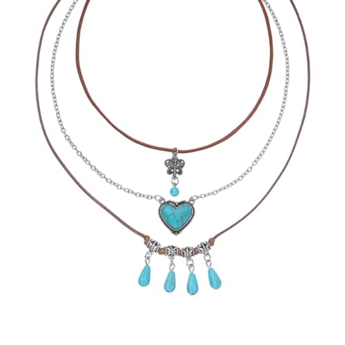 MILAKOO 3pcs Hanf Schnur Charms Choker für Frauen Minimalistische Schmetterling Halskette Herz Türkis Western Choker von MILAKOO