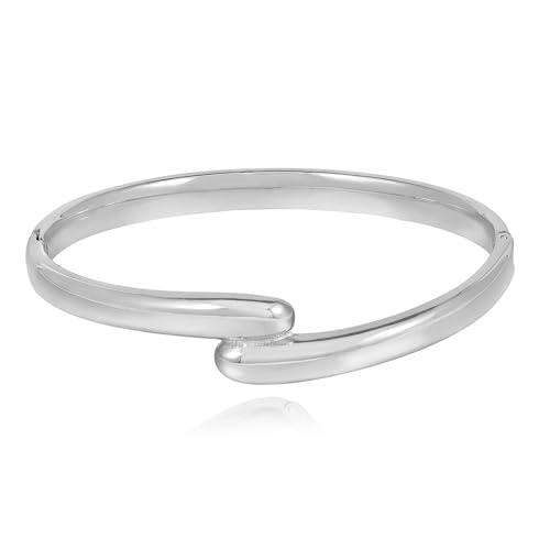 MILAKOO 4mm Glossy Oval Bracelet Alphabet Herz Crystals Decor Armreif Frauen Edelstahl Personalisierte Armband Stainless Steel Bracelet Gold/Silber von MILAKOO