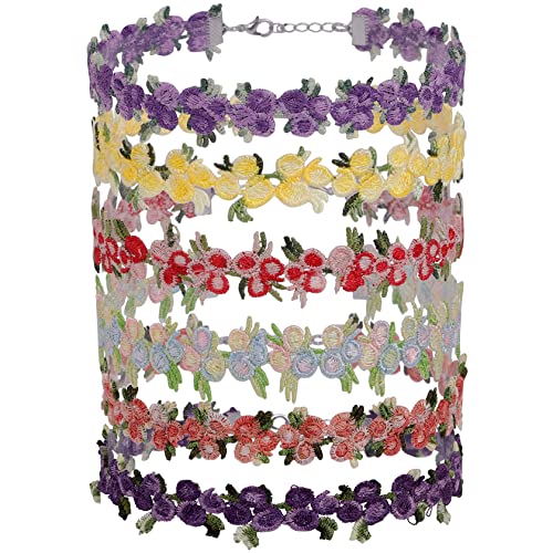 MILAKOO 6 St.Spitze Halsband Set für Damen Kropfband Frauen Blumen Choker Tattoo Halskette Mädchen von MILAKOO