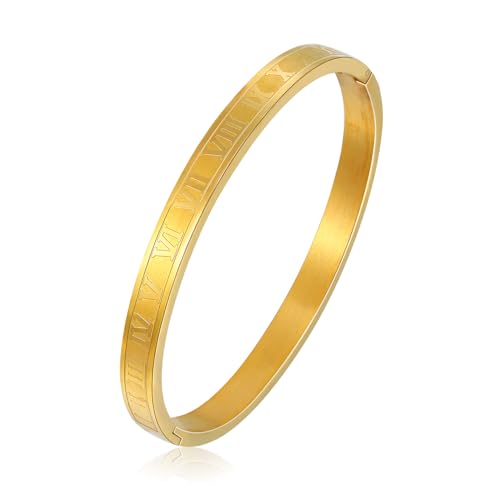 MILAKOO 6mm Edelstahl Römische Ziffer Armreif Personalisiert Armbänder Liebe Freundschaft Armband für Männer und Frauen von MILAKOO