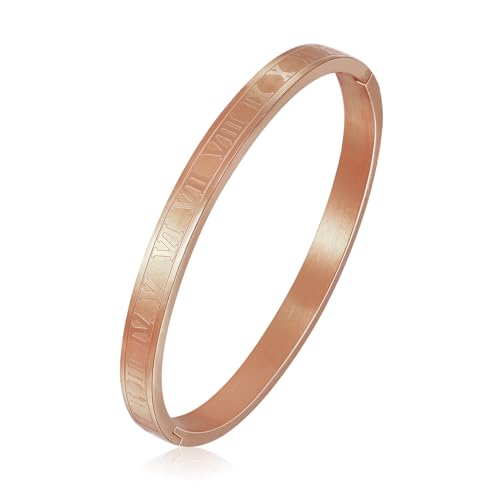 MILAKOO 6mm Edelstahl Römische Ziffer Armreif Personalisiert Armbänder Liebe Freundschaft Armband für Männer und Frauen von MILAKOO