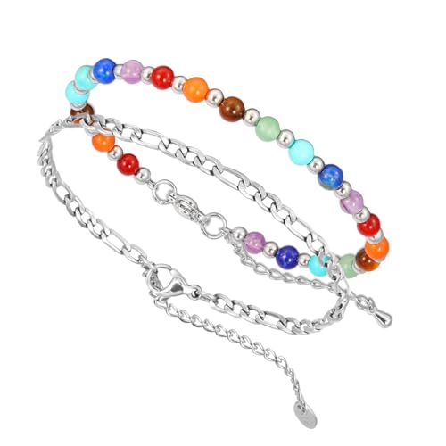 MILAKOO 7 Chakar Kristalle Armband Mini Perlen Frauen Energie Charme Schmuck für Geburtstagsgeschenke Multi-layered Armbänder von MILAKOO