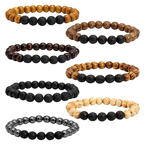 MILAKOO Lava Rock Stein Perlen ätherisches Öl Diffusor Armband für Männer Frauen Holz Perlen Armband von MILAKOO