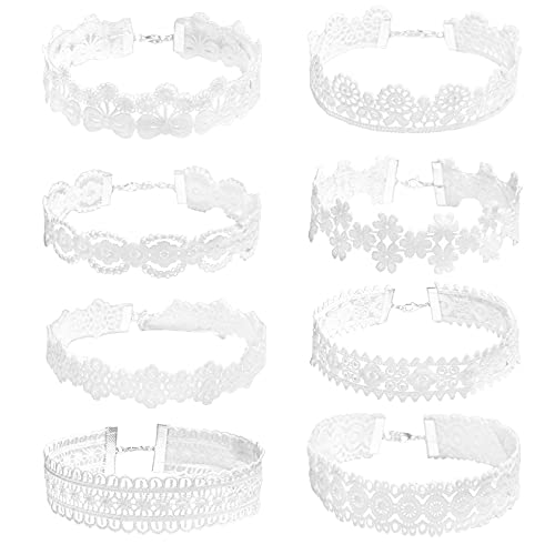 MILAKOO 8 Pcs weiß Spitze Halskette Kette Choker Vintage Halsband für Frauen Mädchen von MILAKOO