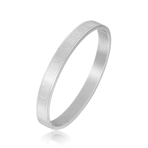 MILAKOO 8mm Edelstahl Römische Ziffer Armreif Personalisiert Armbänder Liebe Freundschaft Armband für Männer und Frauen von MILAKOO