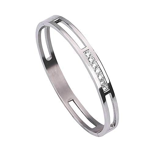 MILAKOO Edelstahl Armreif für Damen Armband mit Zirkone silber rosagold gold schwarz 6mm/8mm von MILAKOO