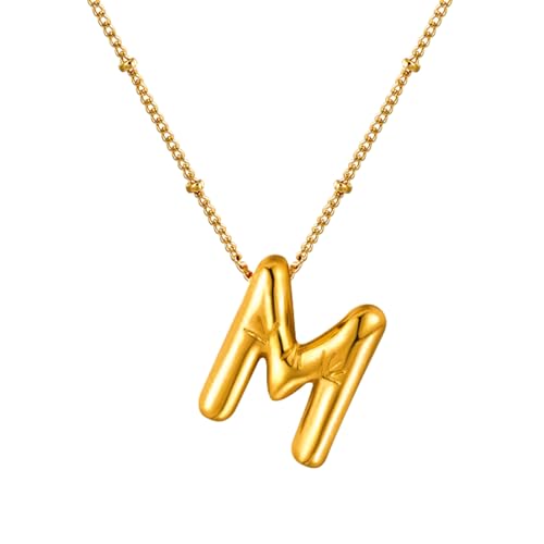 MILAKOO A-Z Bubble Letter Necklace Gold Kette Initialen Halsketten mit Balloon Buchstaben Anhänger Damen Initial Namenskette Dick Buchstabenkette für Frauen MILAKOO A-Z Bubble Letter Necklace Gold Kette Initialen Halsketten mit Balloon Buchstaben Anhänger Damen Initial Namenskette Dick Buchstabenkette für Frauen von MILAKOO