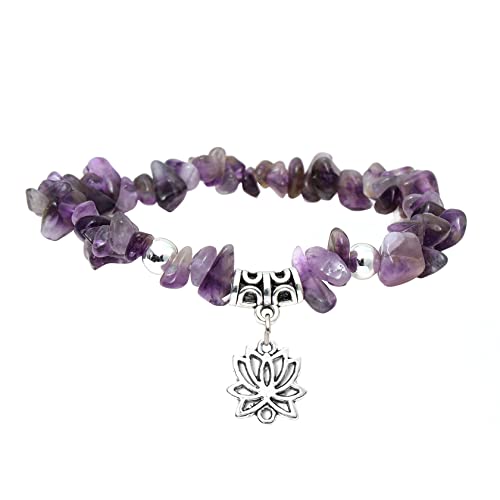 MILAKOO Amethyst Edelsteine Armband Damen Lotus Armband Damen 7 chakra armband Armreif von MILAKOO