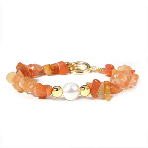 MILAKOO Aventurin Quartz Splitterarmband mit echten Perlen Natur edelstein Armband kristall armreif MILAKOO Aventurin Quartz Splitterarmband mit echten Perlen Natur edelstein Armband kristall armreif von MILAKOO