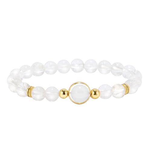 MILAKOO Bergkristall Armband mit Glanz für Damen Weißer Kristall Quarz Armband Edelstein Armreif von MILAKOO