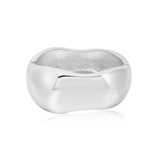 MILAKOO Big Bangle für Frauen Dubai Style Open Bangles Silber Polieren Spiegel Armband Chunky Wrist Wrap Cuff von MILAKOO