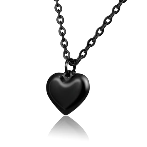 MILAKOO Black Tiny Heart Necklace Edelstahl zierliche Liebe Anhänger Trend Mode Link Ketten Choker von MILAKOO