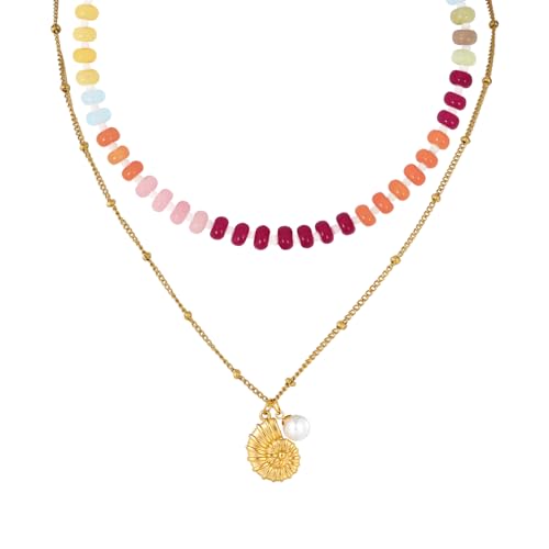 MILAKOO Bohemian Perlen Choker Stackable Conch & Perle Anhänger Halskette Gold plattiert Ketten Halskette Surfer Strand Schmuck MILAKOO Bohemian Perlen Choker Stackable Conch & Perle Anhänger Halskette Gold plattiert Ketten Halskette Surfer Strand Schmuck von MILAKOO