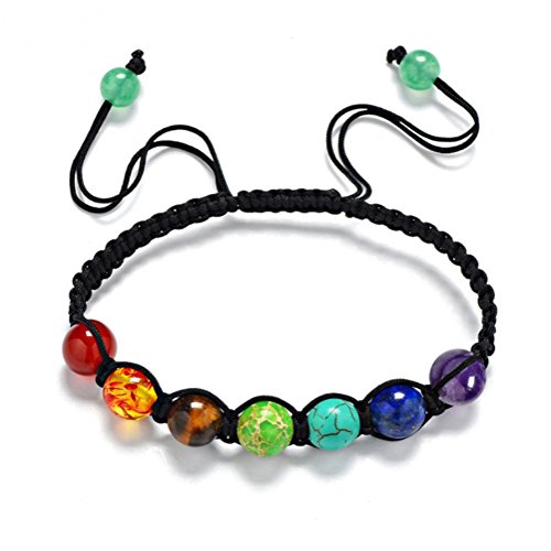 MILAKOO Braided Rope 7 Chakra Armband für Frauen Männer Reiki Healing Balance Perlenarmband Einstellbar von MILAKOO