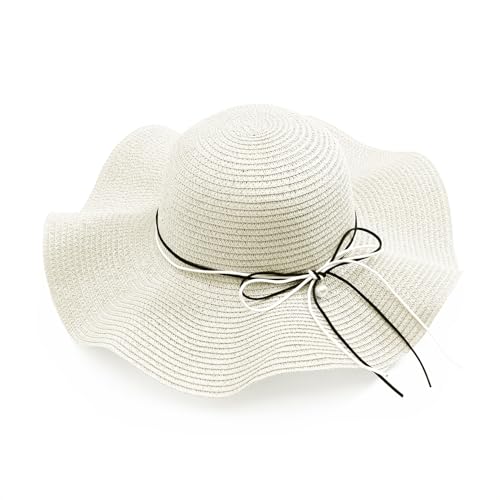 MILAKOO Breite Krempe Strohhut für Frauen Faltbar Sommer Strand Sonnenhut Outdoor Cap mit Verstellbarem Seil von MILAKOO