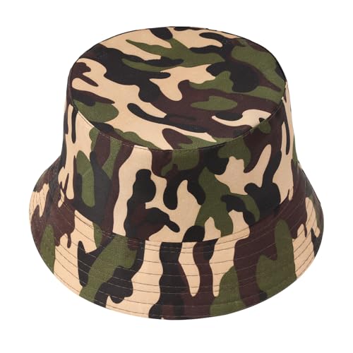 MILAKOO Camo Fischerhut Herren Outdoor Eimer Hut Verstellbare Kordelzug Passform Sommerhut Leichter Atmungsaktiver Eimerhut für Unisex von MILAKOO