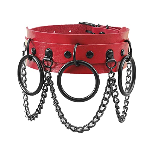 MILAKOO Choker Halskette für Damen Leder Choker Halskette rot PU-Leder von MILAKOO