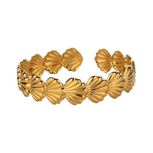 MILAKOO Damen Edelstahl Armband Verstellbare Manschette Boho Armbänder Stackable Seestern Form Armreif Offener Bangle für Sommer Strand von MILAKOO