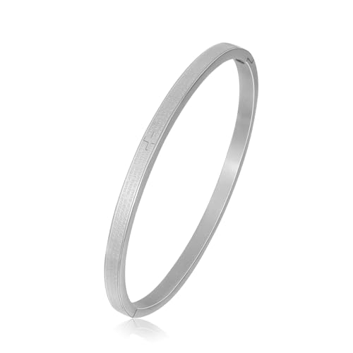 MILAKOO Damen Edelstahl Armreif 4mm Breite Dünn Oval Bangle Frauen Stapelbar Manschette Armband Freundschaft Armbänder für Party Hochzeit Geburtstag von MILAKOO