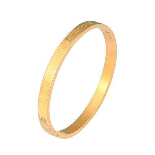 MILAKOO Damen Edelstahl Armreif 6mm Oval Bangle Frauen Stapelbar Manschette Armband Freundschaft Armbänder für Party Hochzeit Geburtstag Gold von MILAKOO