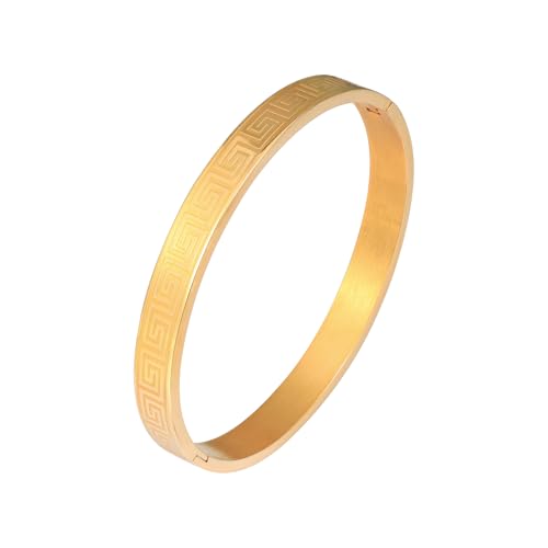 MILAKOO Damen Edelstahl Armreif 8mm Oval Bangle Frauen Stapelbar Manschette Armband Freundschaft Armbänder für Party Hochzeit Geburtstag Gold von MILAKOO