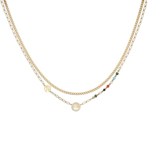 MILAKOO Damen Layered Halskette Der Baum des Lebens Stapelbar Ketten Frauen Doppelt Geschichtet Choker für Partei von MILAKOO