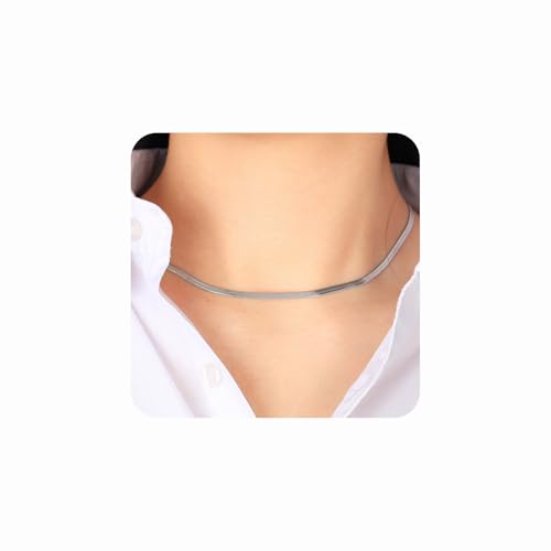 MILAKOO Damen Layered Halskette Herringbone Cuban Chain Necklace Schlangenkette Stapelbar Ketten Choker für Frauen Silber von MILAKOO