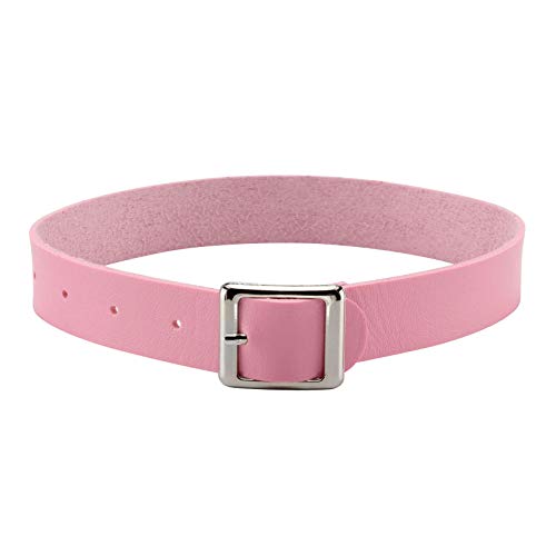 MILAKOO Damen Retro Punk Simple Style Einstellbare Rosa Leder Choker Kragen Schnalle Halskette für Biker von MILAKOO