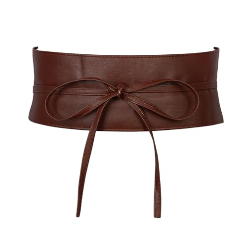 MILAKOO Damen Taillengürtel Breit Weichem PU Leder mit Kordelzug Damen Breiter Bindegürtel Obi Breite Wickel Taille Band Krawatte Gürtel für Kleid Hochzeit Partei von MILAKOO