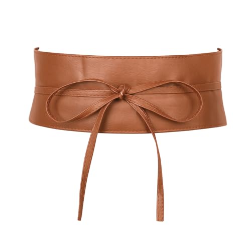 MILAKOO Damen Taillengürtel Breit Weichem PU Leder mit Kordelzug Damen Breiter Bindegürtel Obi Breite Wickel Taille Band Krawatte Gürtel für Kleid Hochzeit Partei von MILAKOO