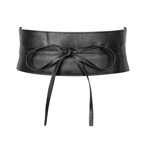 MILAKOO Damen Taillengürtel Breit Weichem PU Leder mit Kordelzug Damen Breiter Bindegürtel Obi Breite Wickel Taille Band Krawatte Gürtel für Kleid Hochzeit Partei von MILAKOO
