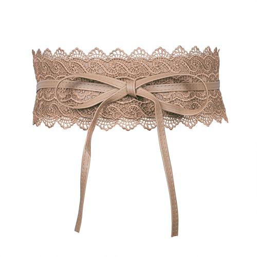 MILAKOO Damen Taillengürtel Breit Weichem Spitze mit Kordelzug Quaste Damen Breiter Bindegürtel Obi Breite Wickel Taille Band Krawatte Gürtel für Kleid Hochzeit Partei von MILAKOO