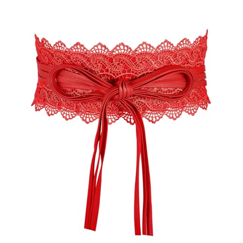 MILAKOO Damen Taillengürtel Breit Weichem Spitze mit Kordelzug Quaste Damen Breiter Bindegürtel Obi Breite Wickel Taille Band Krawatte Gürtel für Kleid Hochzeit Partei von MILAKOO