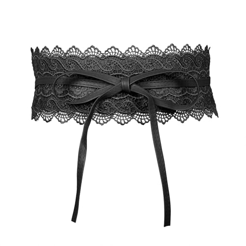 MILAKOO Damen Taillengürtel Breit Weichem Spitze mit Kordelzug Quaste Damen Breiter Bindegürtel Obi Breite Wickel Taille Band Krawatte Gürtel für Kleid Hochzeit Partei von MILAKOO