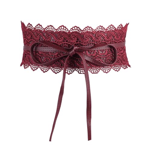 MILAKOO Damen Taillengürtel Breit Weichem Spitze mit Kordelzug Quaste Damen Breiter Bindegürtel Obi Breite Wickel Taille Band Krawatte Gürtel für Kleid Hochzeit Partei von MILAKOO