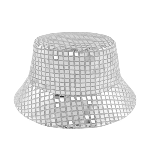 MILAKOO Disco Eimer Hut Metallische Holographische Eimerkappe Unisex Hip Pop Rock Hüte Festival Party Kopfbedeckung für Männer und Frauen von MILAKOO