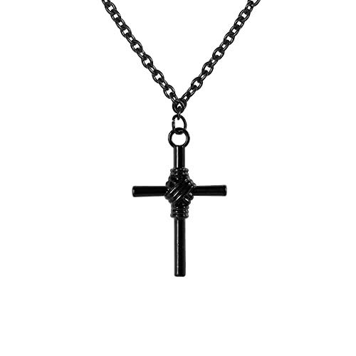 MILAKOO Edelstahl Anhänger Halskette für Frauen Schwarz Charms Link Ketten 23" Länge Lobster Clasp (Cross 1) von MILAKOO