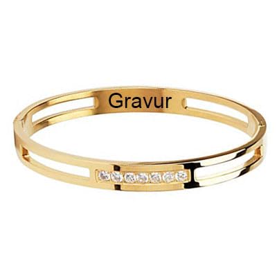 MILAKOO Edelstahl Armreif für Damen Armband mit Zirkone Silber Rosagold Gold Schwarz (8mm-gravur) von MILAKOO