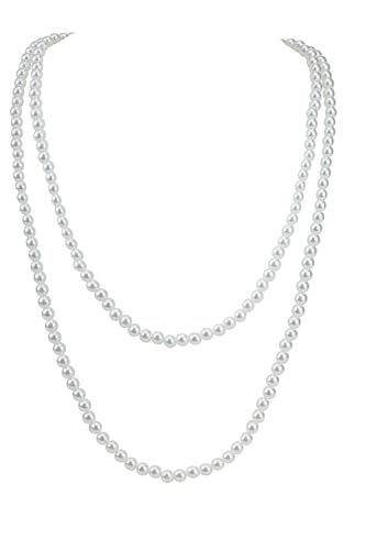 MILAKOO Frauen Lange Perlenkette Künstliche Perlenkette 150 cm Perlen Halskette 1920s Kostüm Accessoires für Bräute Hochzeit Party Geburtstag von MILAKOO