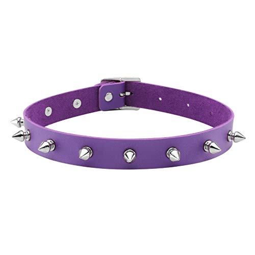 MILAKOO Frauen männer Coole Punk Goth Metal PU Leder Kragen Choker Halskette (lila) von MILAKOO