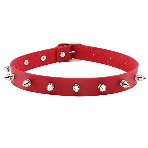 MILAKOO Frauen männer Coole Punk Goth Metal PU Leder Kragen Choker Halskette (rot) von MILAKOO