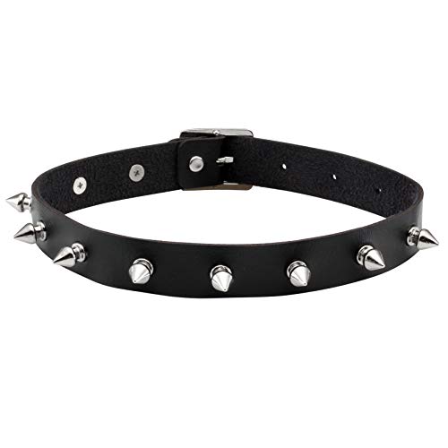 MILAKOO Frauen männer cool Punk Goth Spikes Nieten Metal PU Leder Kragen Choker Halskette (schwarz) von MILAKOO