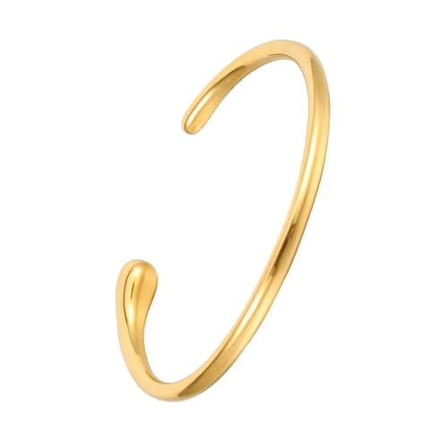 MILAKOO Gold Manschette Armbänder für Frauen Edelstahl Chunky unregelmäßig Minimalist Armreif für Geschenke von MILAKOO