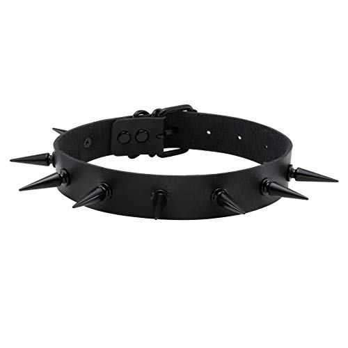 MILAKOO Gothic Spike Halsband Damen Nieten Choker Herren Punk Rock Leder Kragen Halskette verstellbar von MILAKOO