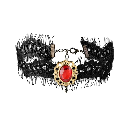 MILAKOO Gothic Spitze Choker Halskette für Frauen Retro Statement Halskette Halloween Kostüm Vampir Halsband MILAKOO Gothic Spitze Choker Halskette für Frauen Retro Statement Halskette Halloween Kostüm Vampir Halsband von MILAKOO