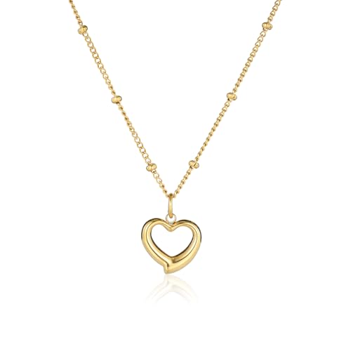 MILAKOO Hallow Heart Anhänger Halskette für Frauen Vergoldet Minimalistischer Schmuck Beachwear & Festival Outfit Essential von MILAKOO