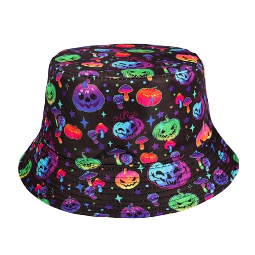 MILAKOO Halloween Eimer Hut für Männer Frauen Lustig Retro Party Hut Kürbis Fischer Hut Unisex Reversible Portable Hut für Disco Hip hop Outdoor von MILAKOO